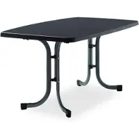 Sieger Tisch 253/G 150 x 90 cm grau Gestell aus Stahl in eisengrau, Tischplatte aus Mecalit-Pro in anthrazit