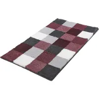 Kleine wolke Kleine-Wolke Badematte Badteppich Caro Flanell Old Rose, 70 x 120 cm, grau-rosarot, aus Polyacryl, rutschfest