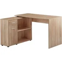 Wohnling Eckschreibtisch mit Regal Sonoma 120 x 75,5 x 106,5 cm Moderner Büro-Schreibtisch Computer-Tisch Arbeitszimmer Winkelschreibtisch Home Office