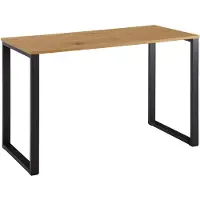 Wohnling Schreibtisch Eiche-Nachbildung / Schwarz 120x60x76 cm Computertisch Homeoffice Bürotisch Klein Hell Laptoptisch Arbeitszimmer mit Metallbeine
