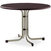 Sieger Tisch 236/C-M 100 cm champagner Gestell aus Stahl in champagner, Tischplatte aus Mecalit-Pro in mocca