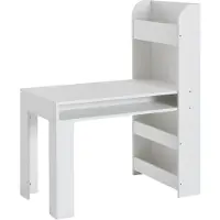 Wohnling Kinderschreibtisch Weiß 90x50x110 cm Maltisch Kinderzimmer mit Regal Kindertisch Modern Schülerschreibtisch mit Stauraum Schultisch Schmal