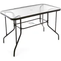VCM Bistrotisch mit Glasplatte | Maße 110x60x72 cm | Glastisch | Gartentisch | Terrassentisch | Tisch