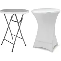 VCM Klapptisch | Partytisch mit Husse | Tisch rund | Gartentisch klappbar | Bartisch 110 cm rund