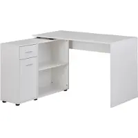 Wohnling Eckschreibtisch mit Regal Weiß 120 x 75,5 x 106,5 cm Moderner Büro-Schreibtisch Computer-Tisch Arbeitszimmer Winkelschreibtisch Home Office