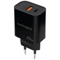 Nanocable Wall Charger 10.10.2008/ 1xUSB/ 1xUSB Type-C/ 20W/ Black
