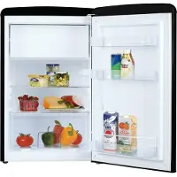 Amica KS 15614 S, Kühlschrank mit Gefrierfach im Retro Design, 85 cm Höhe, black,