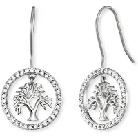 Engelsrufer Paar Ohrhaken "Lebensbaum", silber (silberfarben, kristallweiß, kristallweiß), Ohrringe, Damen, Silber 925 (Sterlingsilber), Paar Ohrhaken, Made in Germany - mit Zirkonia (synth.)