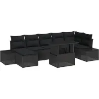 vidaXL Gartensofa-set 8 Stk. Schwarz Poly-Rattan
