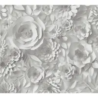 A.S. Création Vliestapete "PintWalls Blumen 3D Optik" gemustert matt neutral glatt Blumenwand Tapeten Wohnzimmer Schlafzimmer Küche modern Flur Design