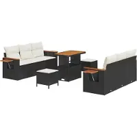 vidaXL Gartensofa-set 11 stk. 8-Sitzanzahl Schwarz und Creme