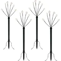 Mojawo 4er Set LED-Gartenleuchtstäbe mit 24 Sternen Batteriebetrieben