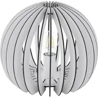 Eglo Tischlampe Cossano, Tischleuchte Vintage, Nachttischlampe, Wohnzimmerlampe in Weiß, Stahl und Holz in Weiß, Lampe mit Schalter, E27 Fassung