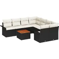 vidaXL Gartensofa-set 9 stk. 8-Sitzanzahl Schwarz und Creme