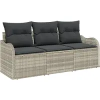 vidaXL Gartensofa-set 3 stk. Hellgrau Poly-Rattan