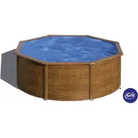 Gre Runder Stahlwandpool mit Holzoptik KITPR353W – Ø 350 x 120 cm, Komplettset