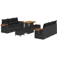 vidaXL Gartensofa-set 11 stk. 8-Sitzanzahl Schwarz Poly-Rattan