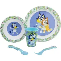 Stor Plate-bowl-glass-spoon And Fork Bluey Geschirr