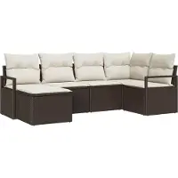 vidaXL Sofa Set 6 stk. Braun und Creme Poly-Rattan