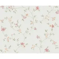 A.S. Création Vliestapete "Maison Charme Vliestapete Blümchen-Muster florale Tapete Creme" Strukturmuster strukturiert Mustertapete floral in Blumen-Optik Weiß Grün Schlafzimmer Küche