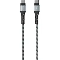 Energizer , USB-C / USB-C Kabel 2 m geflochtenes Nylon knickfest, Schwarz / Silber