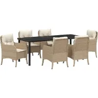 vidaXL Garten Essgruppe 7 Stk. Beige Poly-Rattan