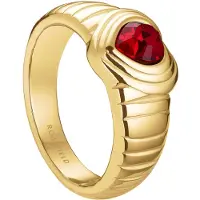 Rosefield JRRH Damenring Herz Goldfarben Roter Kristall