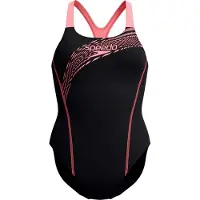 Speedo Badeanzug Eco Medley Logo Medalist 1P Damen Black / Pink-Maat 44