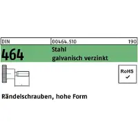 Industrial Quality Supplies Rändelschraube DIN 464 hohe Form M 6 x 25 Stahl galvanisch verzinkt Stahl