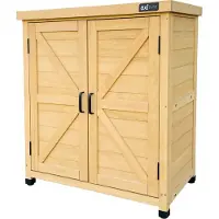 Axi Felix Gartenschrank aus Holz in Braun | Geräteschrank / Geräteschuppen für den Garten mit Ablage | 80 x 45 x 93 cm
