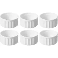 Hendi 6x Auflaufförmchen geriffelt, weiß, Porzellan Ø 12 cm