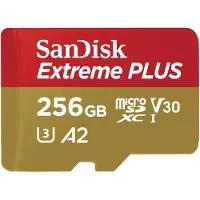 SanDisk - CARDS Extreme Plus MICROSDXC 256GB+SD Adapter 200MB/s 140MB/s A2 C10V