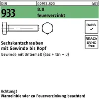 Industrial Quality Supplies Sechskantschraube DIN 933 VG M 16 x 170 8.8 feuerverzinkt