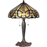 Clayre & Eef Tiffany Tischlampe Ø 41x61 cm Beige Grün Glas