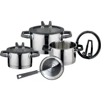 Elo Premium Rondello Topfset Edelstahl Volumenskala Induktion silberfarben 4-teilig