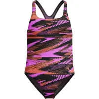Speedo Badeanzug Hyper Bloom Allover Medalist Sport Kinder Rosa/Korallenrot/Schwarz-13-14 jaar