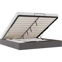 vidaXL Ottoman-Bett ohne Matratze Grau 160x200 cm Kunstleder