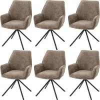 Mendler 6er-Set Esszimmerstuhl MCW-G67, Küchenstuhl Stuhl mit Armlehne, drehbar Auto-Position, Chenille MVG braun