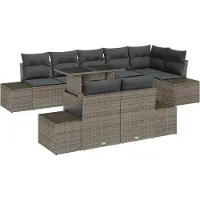 vidaXL Gartensofa-set 9 Stk. Grau Poly-Rattan