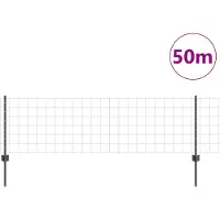vidaXL Euro-Zaun mit Pfosten 50 x 0,6 m PVC-beschichteter Stahl Grau