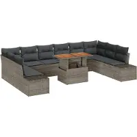 vidaXL Garten-Sofa-Set 11 stk. Grau Poly Rattan