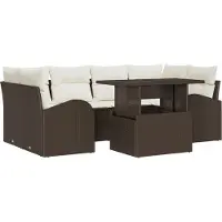 vidaXL Gartensofa-set 7 Stk. Braun Poly Rattan