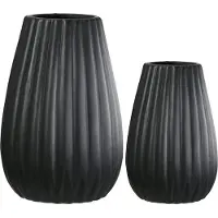 Gilde Tischvase CASABLANCA BY "2tlg. Set Vase Piega schwarz H.17 cm", schwarz, B:10,5cm H:17cm T:10,5cm Ø:10,5cm, Porzellan, Vasen, Tischvase, 2-teiliges Set aus Porzellan, schwarz