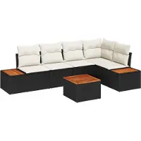 vidaXL Gartensofa-set mit Kissen 6 pcs Schwarz Poly Rattan