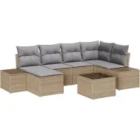 vidaXL Garten-Sofa-Set 6 Stk. Beige und Hellgrau Poly-Rattan
