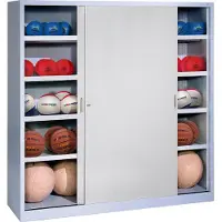 C+P Ballschrank mit Vollblech-Schiebetüren (Typ 4), HxBxT: 195x120x60 cm, Lichtgrau (RAL 7035), Lichtgrau (RAL 7035), Einzelschließung