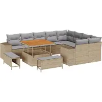 vidaXL Gartensofa-set 12 stk. 9-Sitzanzahl Beige und Hellgrau