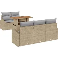 vidaXL Garten-Sofa-Set 6 stk. Beige Poly Rattan