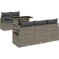 vidaXL Gartensofa-set 6 stk. Grau Poly Rattan