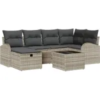 vidaXL Gartensofa-set 7 stk. Hellgrau Poly-Rattan
